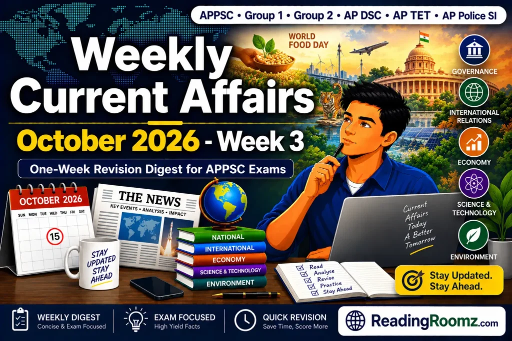Revision Week Image Weekly Current Affairs (October 2026 - Week 3): APPSC